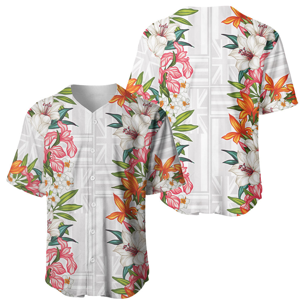 Hawaii Tropical Twist Lei Baseball Jersey Hawaiian Flag Motif