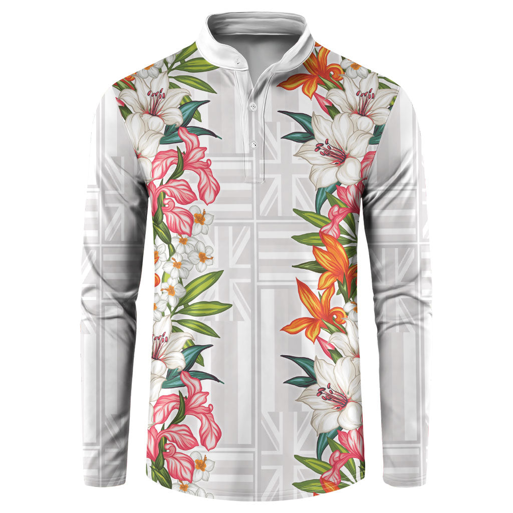 Hawaii Tropical Twist Lei Button Sweatshirt Hawaiian Flag Motif