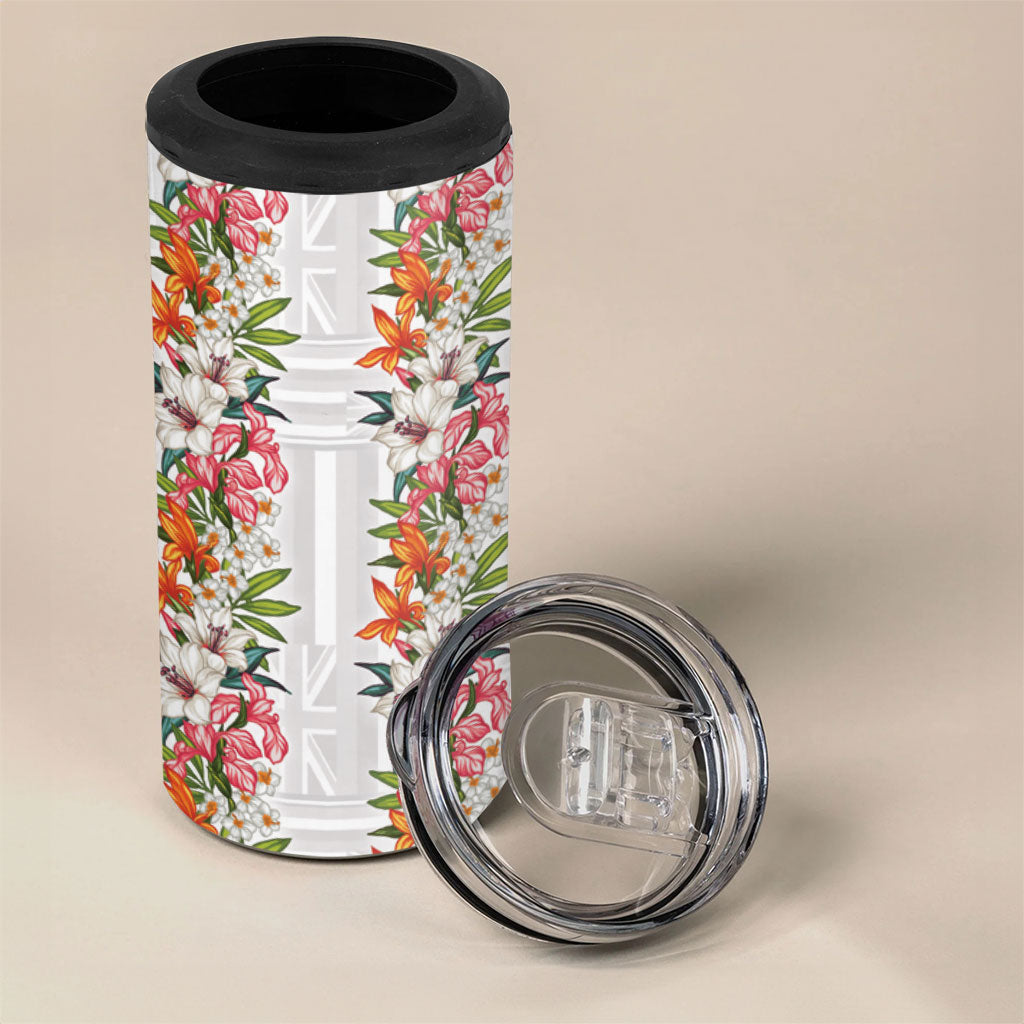 Hawaii Tropical Twist Lei 4 in 1 Can Cooler Tumbler Hawaiian Flag Motif LT9 - Polynesian Pride