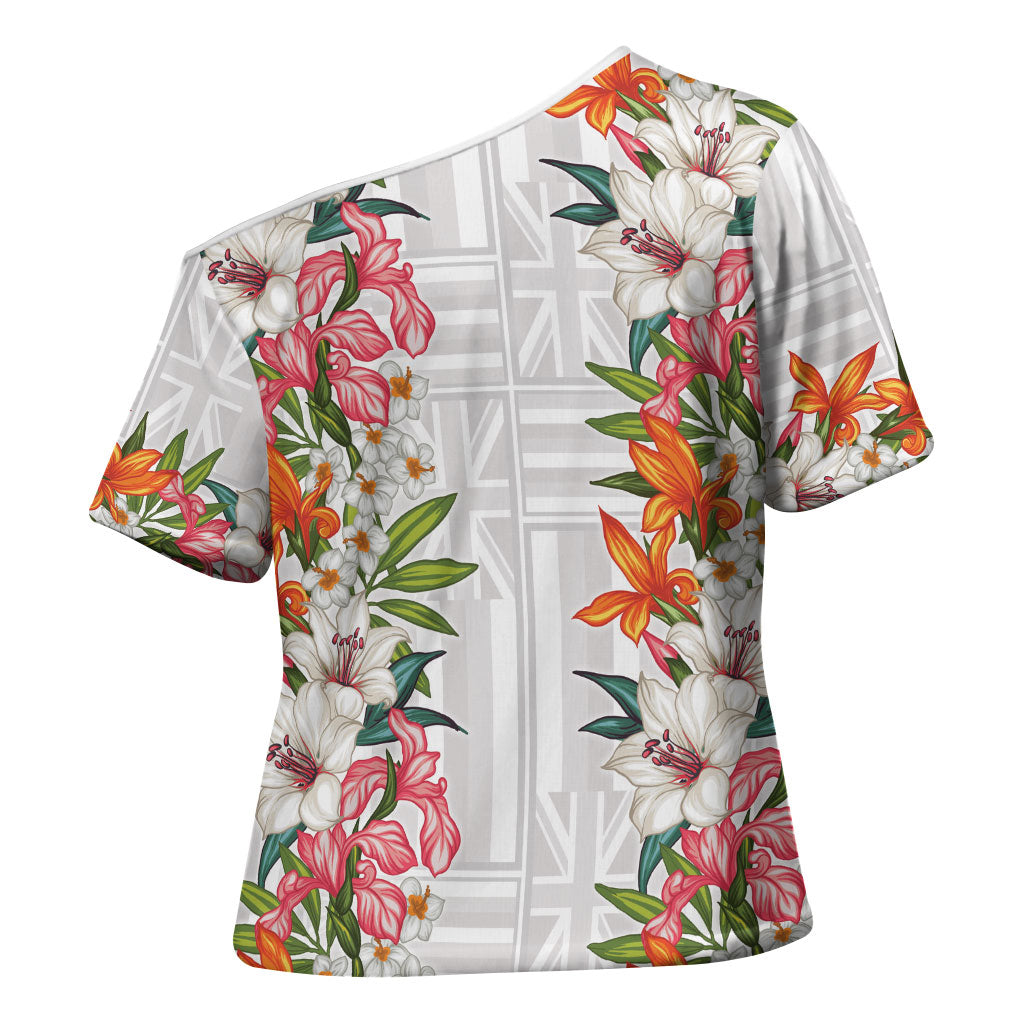 Hawaii Tropical Twist Lei Cross Shoulder Shirt Hawaiian Flag Motif LT9 - Polynesian Pride