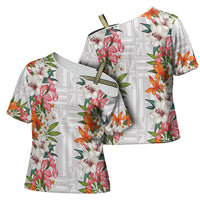 Hawaii Tropical Twist Lei Cross Shoulder Shirt Hawaiian Flag Motif LT9 - Polynesian Pride