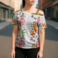 Hawaii Tropical Twist Lei Cross Shoulder Shirt Hawaiian Flag Motif LT9 - Polynesian Pride