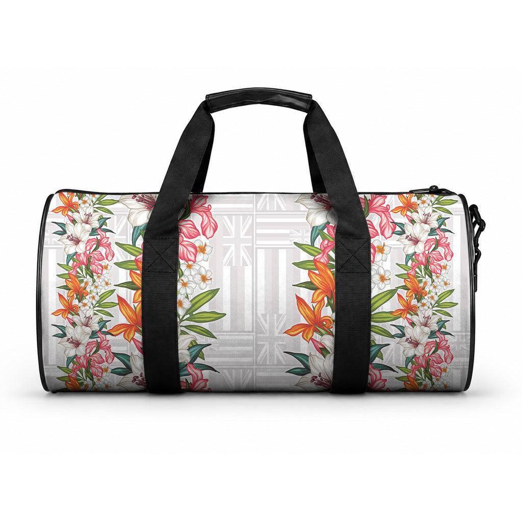 Hawaii Tropical Twist Lei Duffle Bag Hawaiian Flag Motif LT9 One size White - Polynesian Pride