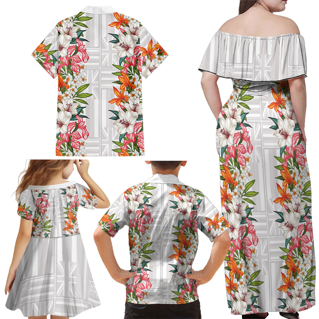 Hawaii Tropical Twist Lei Family Matching Off Shoulder Maxi Dress and Hawaiian Shirt Hawaiian Flag Motif LT9 - Polynesian Pride