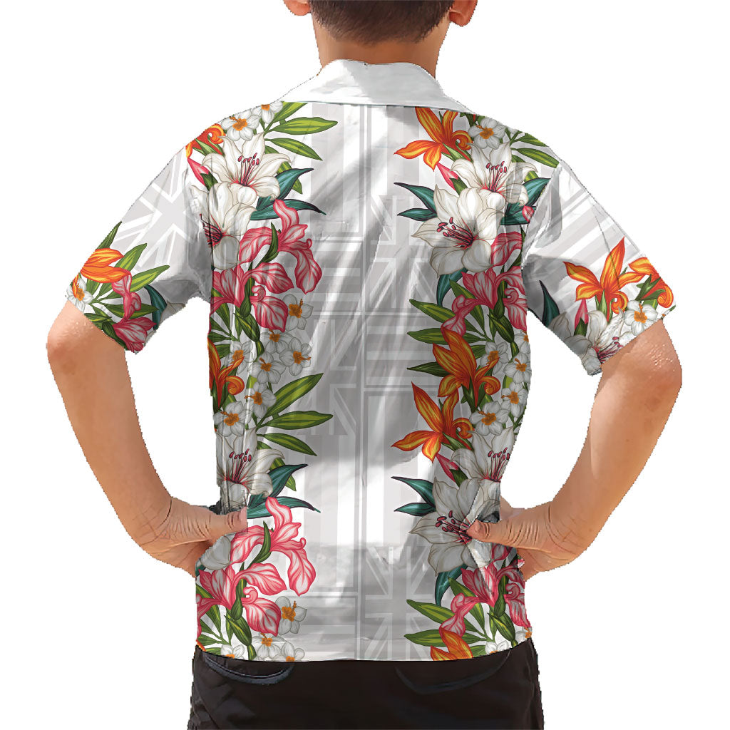 Hawaii Tropical Twist Lei Family Matching Off Shoulder Short Dress and Hawaiian Shirt Hawaiian Flag Motif LT9 - Polynesian Pride