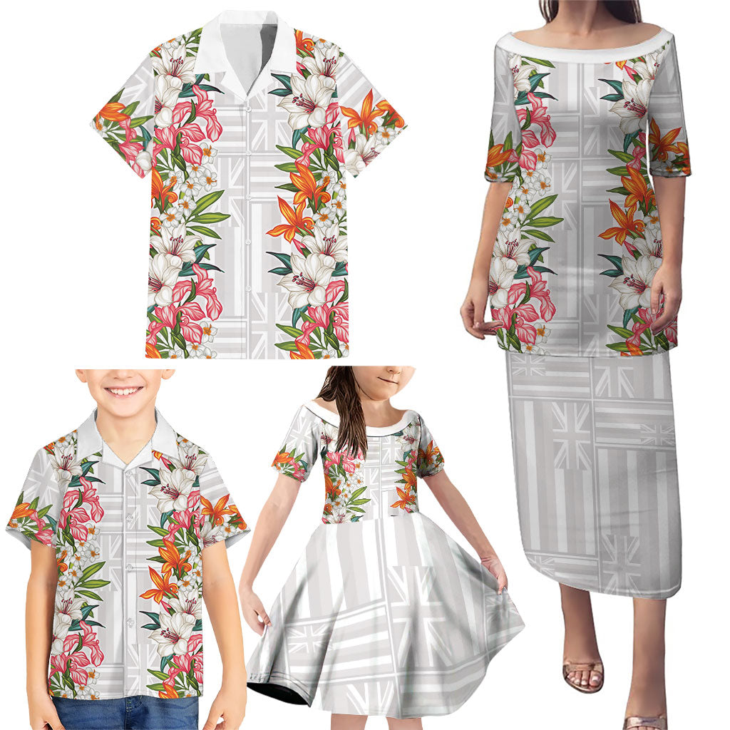 Hawaii Tropical Twist Lei Family Matching Puletasi and Hawaiian Shirt Hawaiian Flag Motif LT9 - Polynesian Pride