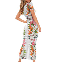 Hawaii Tropical Twist Lei Family Matching Short Sleeve Bodycon Dress and Hawaiian Shirt Hawaiian Flag Motif LT9 - Polynesian Pride