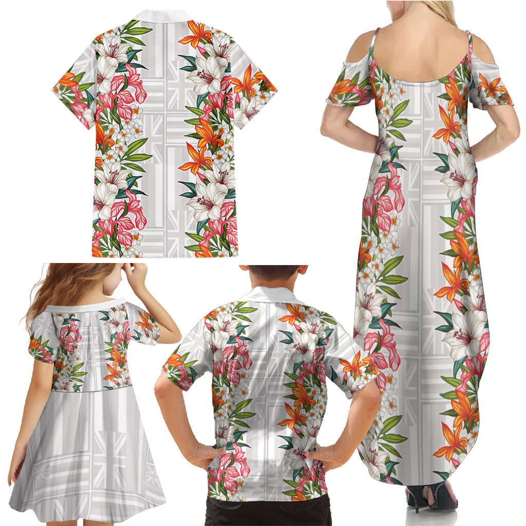 Hawaii Tropical Twist Lei Family Matching Summer Maxi Dress and Hawaiian Shirt Hawaiian Flag Motif LT9 - Polynesian Pride