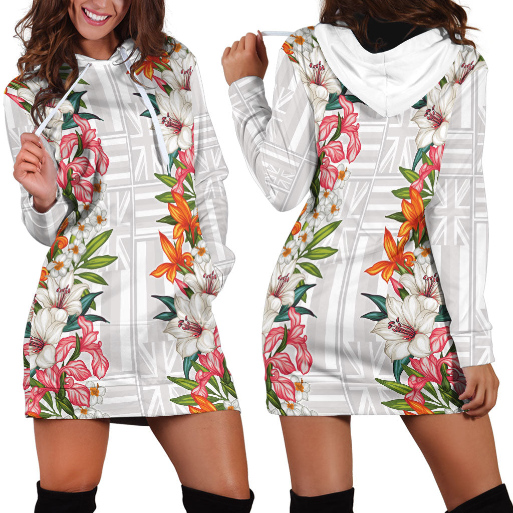 Hawaii Tropical Twist Lei Hoodie Dress Hawaiian Flag Motif LT9 - Polynesian Pride