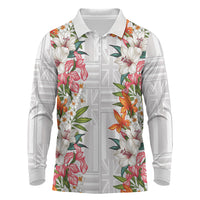 Hawaii Tropical Twist Lei Long Sleeve Polo Shirt Hawaiian Flag Motif