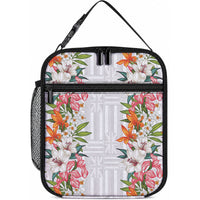 Hawaii Tropical Twist Lei Lunch Bag Hawaiian Flag Motif LT9 10.2 × 8.3 × 4.3 inch White - Polynesian Pride