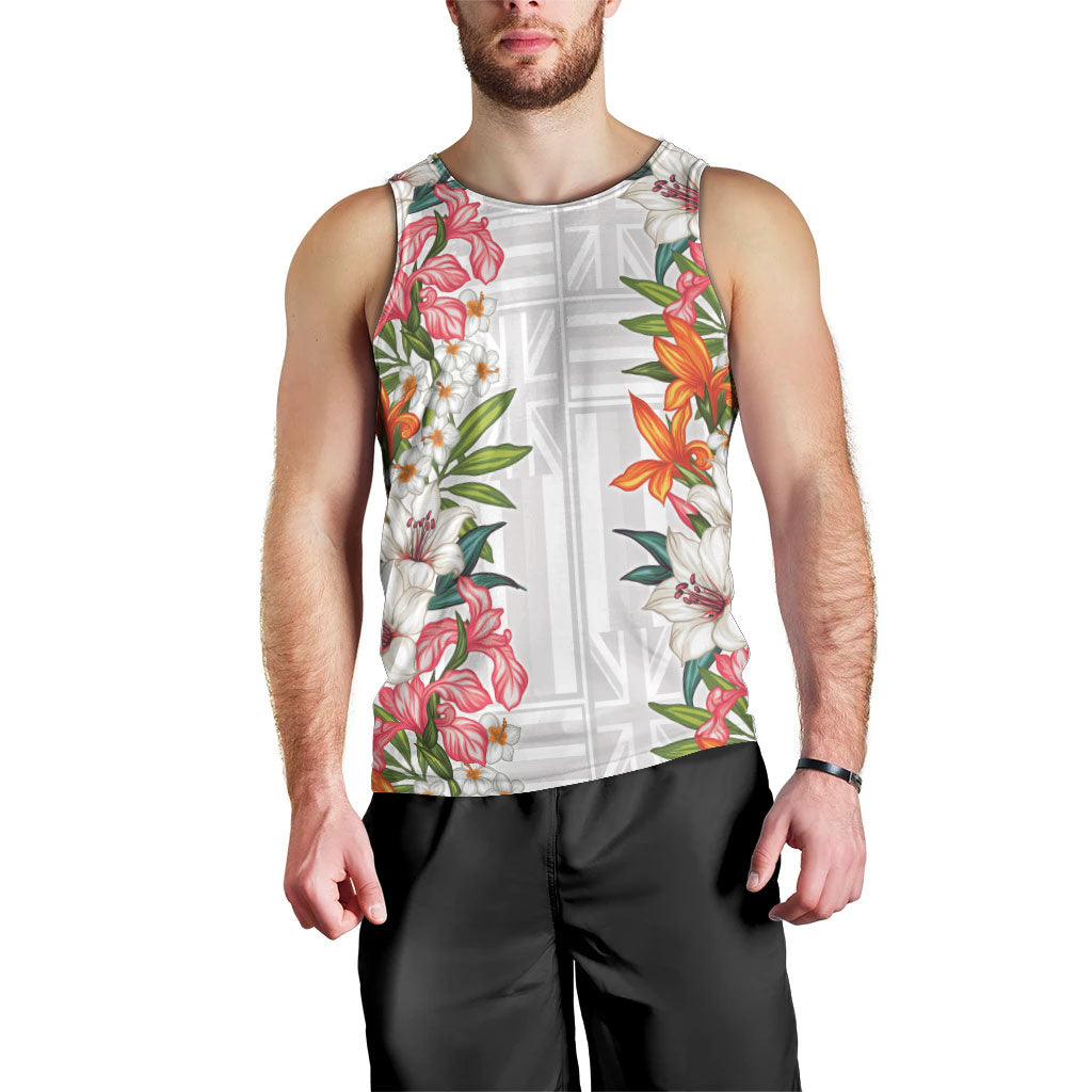Hawaii Tropical Twist Lei Men Tank Top Hawaiian Flag Motif
