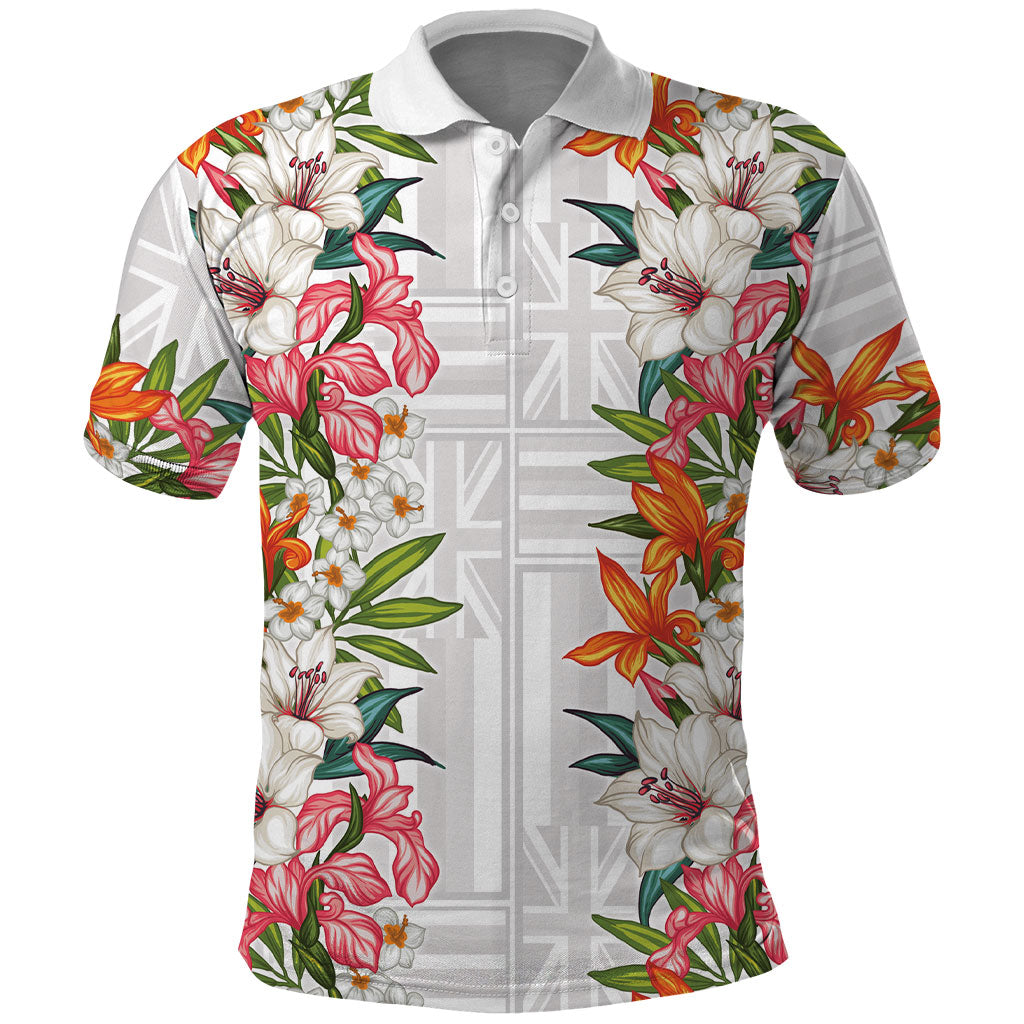 Hawaii Tropical Twist Lei Polo Shirt Hawaiian Flag Motif
