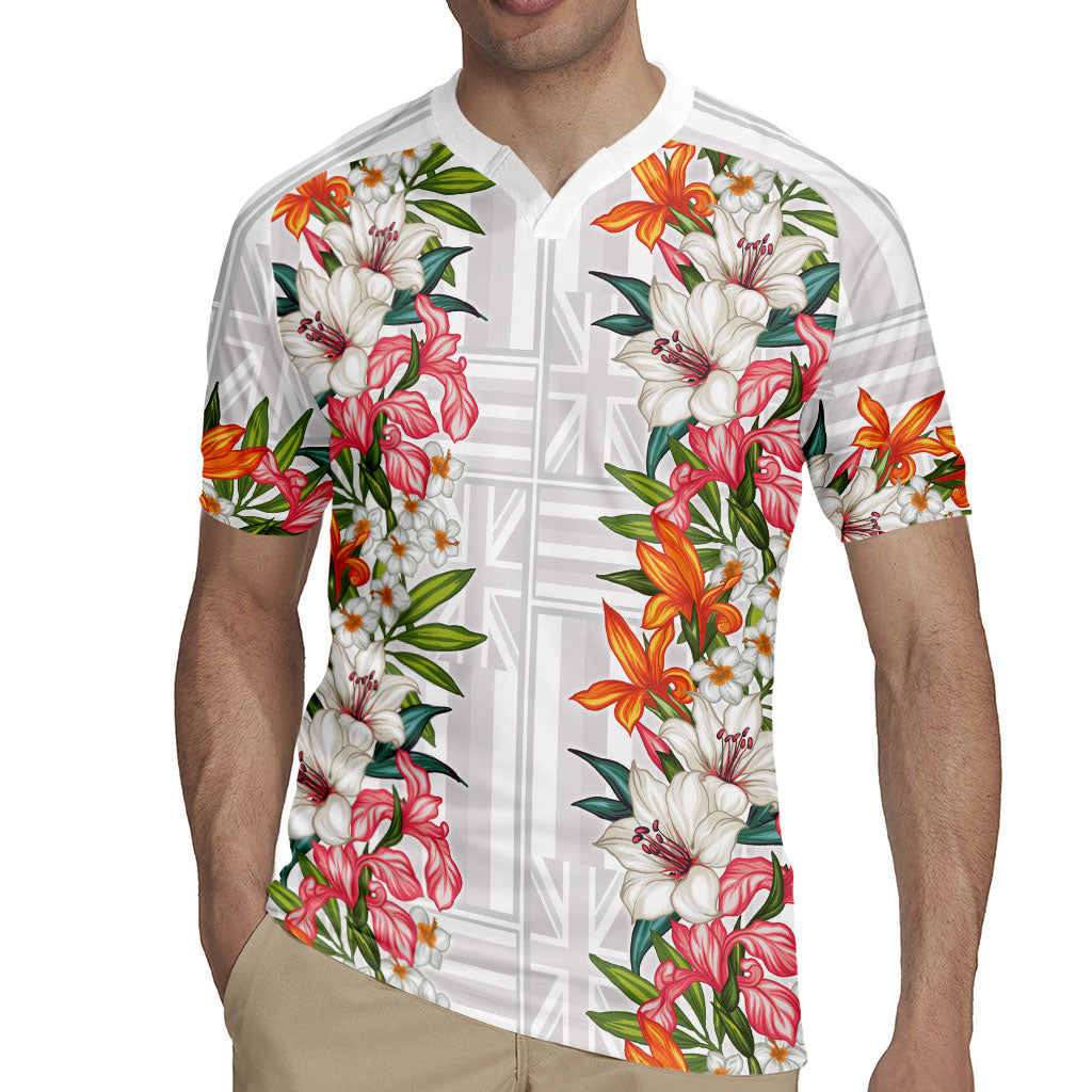 Hawaii Tropical Twist Lei Rugby Jersey Hawaiian Flag Motif LT9 - Polynesian Pride