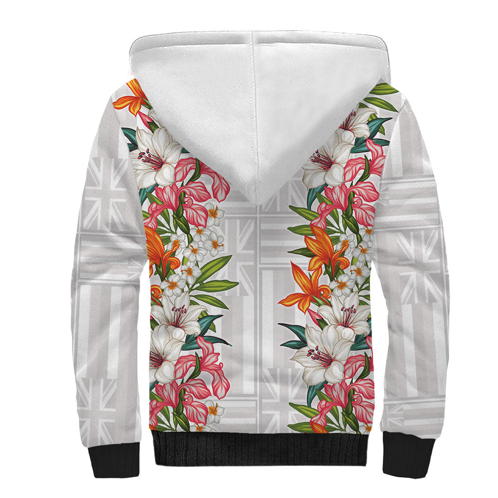 Hawaii Tropical Twist Lei Sherpa Hoodie Hawaiian Flag Motif