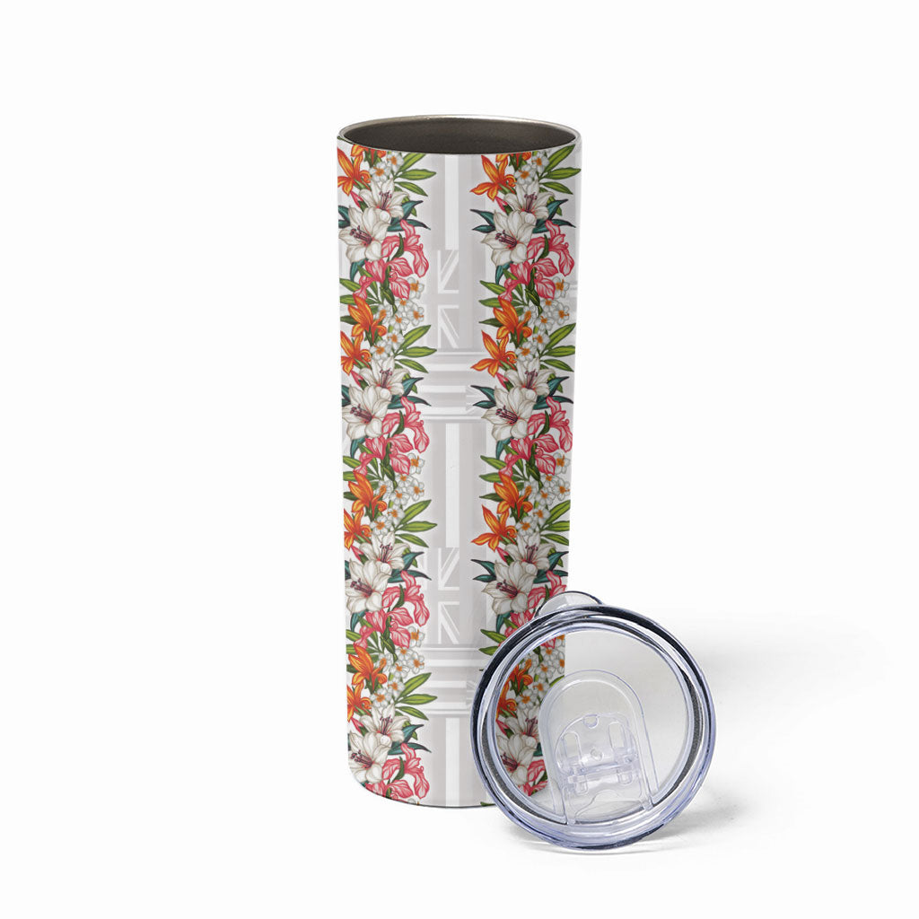 Hawaii Tropical Twist Lei Skinny Tumbler Hawaiian Flag Motif LT9 - Polynesian Pride