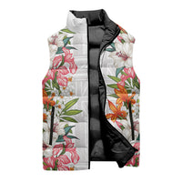 Hawaii Tropical Twist Lei Sleeveless Puffer Jacket Hawaiian Flag Motif