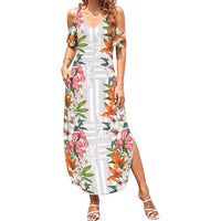 Hawaii Tropical Twist Lei Summer Maxi Dress Hawaiian Flag Motif