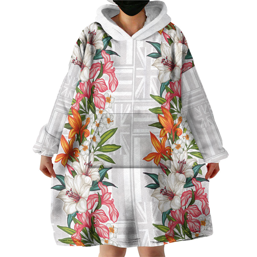 Hawaii Tropical Twist Lei Wearable Blanket Hoodie Hawaiian Flag Motif