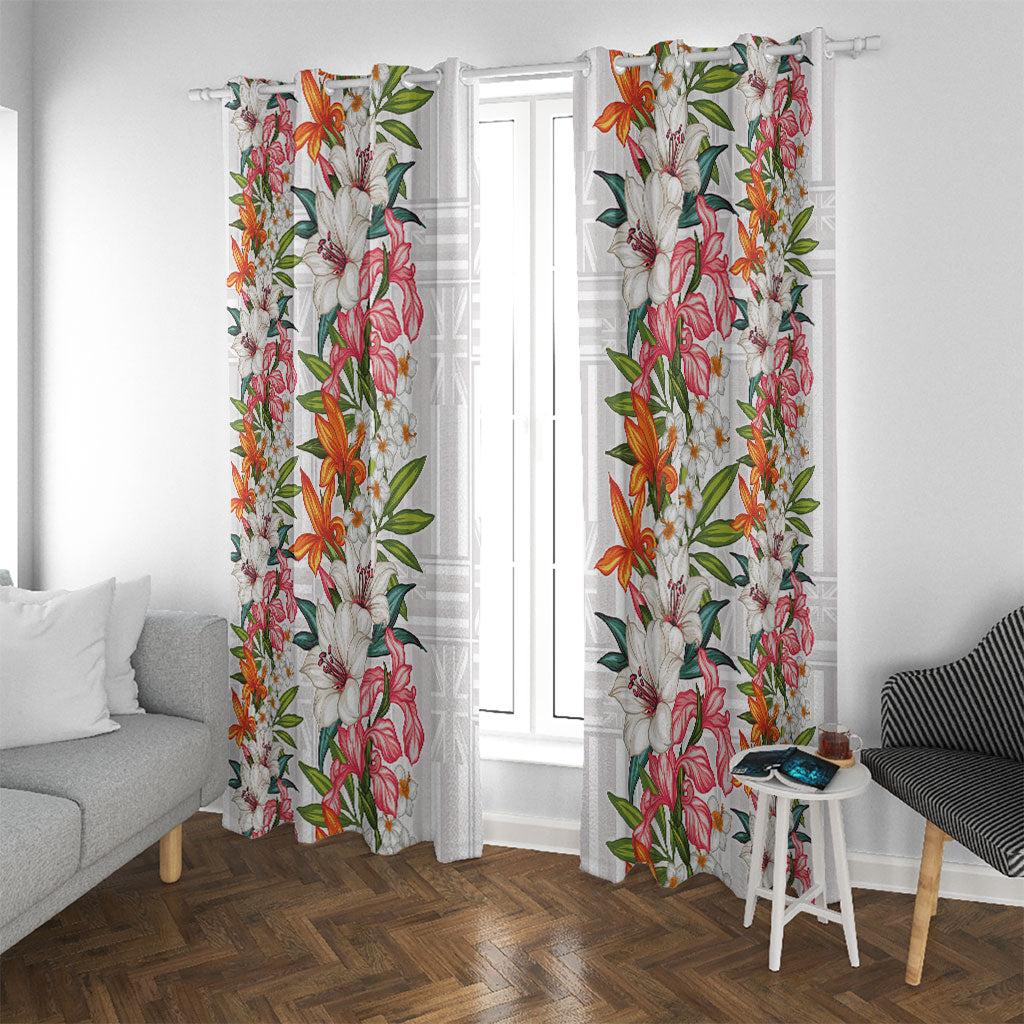 Hawaii Tropical Twist Lei Window Curtain Hawaiian Flag Motif