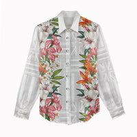 Hawaii Tropical Twist Lei Women Casual Shirt Hawaiian Flag Motif LT9 - Polynesian Pride