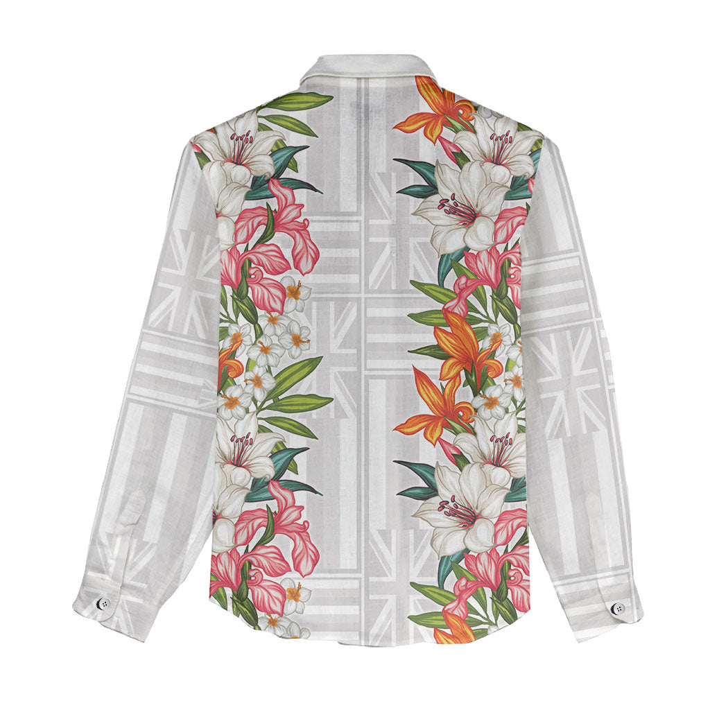 Hawaii Tropical Twist Lei Women Casual Shirt Hawaiian Flag Motif LT9 - Polynesian Pride