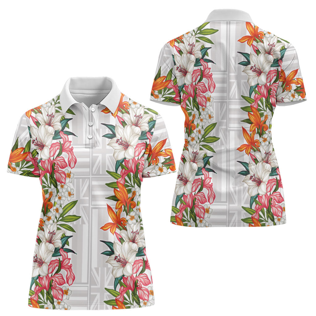 Hawaii Tropical Twist Lei Women Polo Shirt Hawaiian Flag Motif LT9 - Polynesian Pride