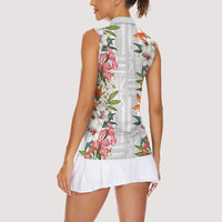 Hawaii Tropical Twist Lei Women Sleeveless Polo Shirt Hawaiian Flag Motif LT9 - Polynesian Pride