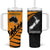 Australia New Zealand Rugby Tumbler With Handle Aboriginal Wallabies and Maori Black Fern Gold Vibe