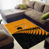 Australia New Zealand Rugby Area Rug Gold Aboriginal Wallabies and Maori Black Fern LT9 - Polynesian Pride