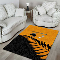 Australia New Zealand Rugby Area Rug Gold Aboriginal Wallabies and Maori Black Fern LT9 - Polynesian Pride