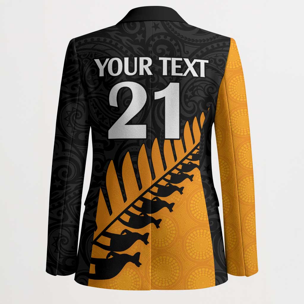 Australia New Zealand Rugby Blazer Gold Aboriginal Wallabies and Maori Black Fern LT9 - Polynesian Pride