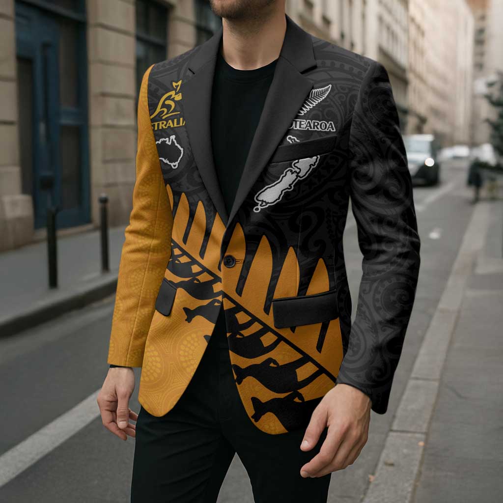 Australia New Zealand Rugby Blazer Gold Aboriginal Wallabies and Maori Black Fern LT9 - Polynesian Pride