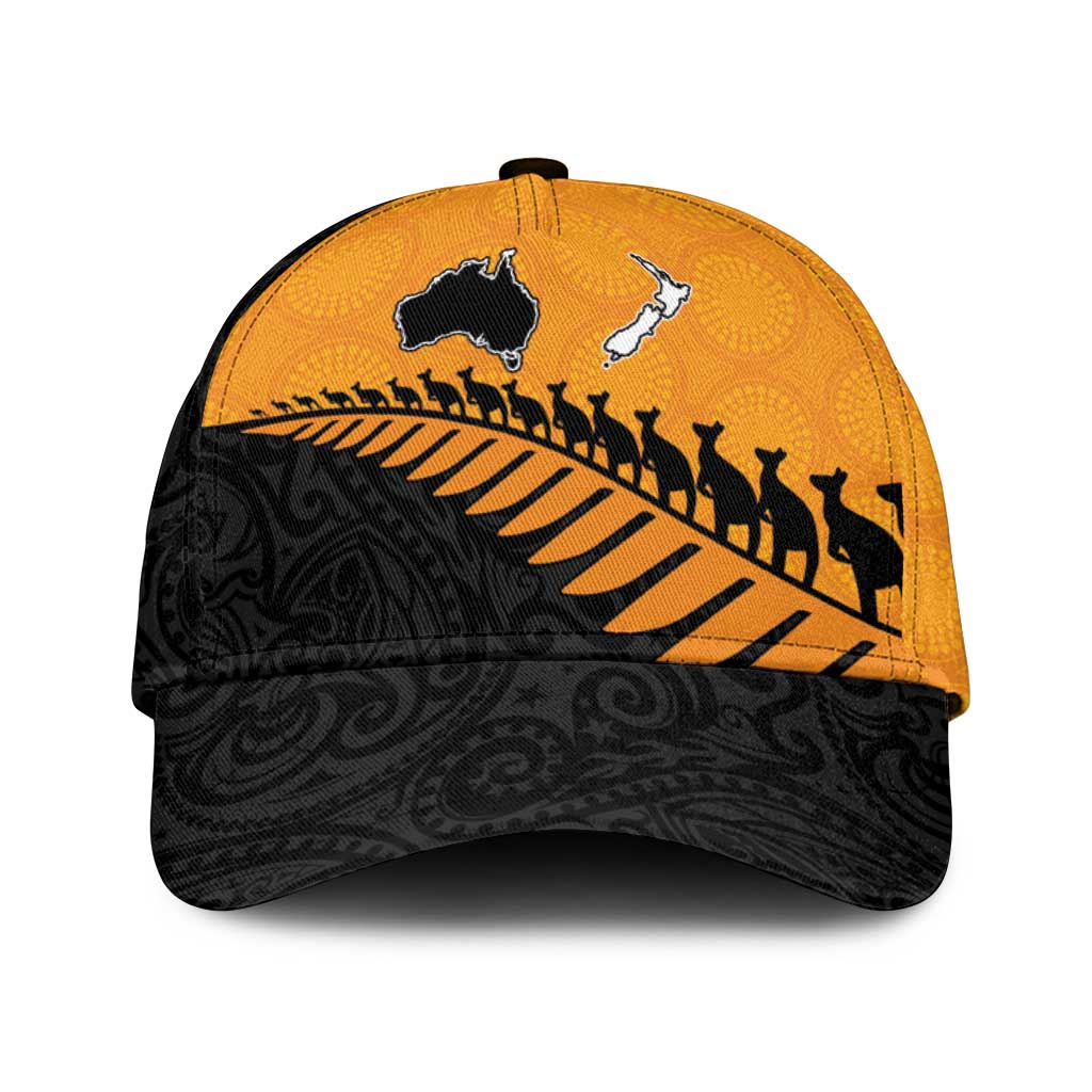 Australia New Zealand Rugby Classic Cap Gold Aboriginal Wallabies and Maori Black Fern - Polynesian Pride