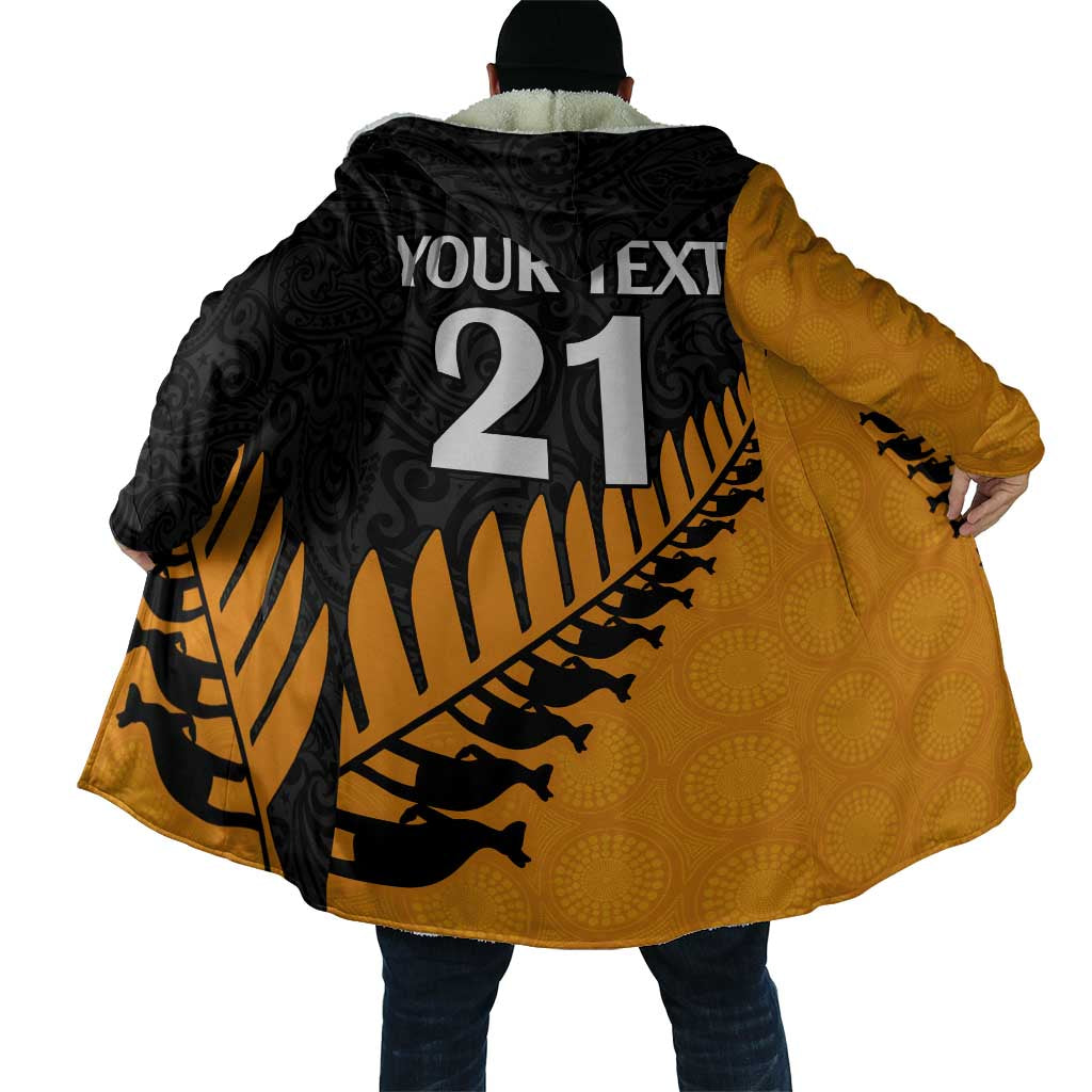 Australia New Zealand Rugby Cloak Gold Aboriginal Wallabies and Maori Black Fern - Polynesian Pride