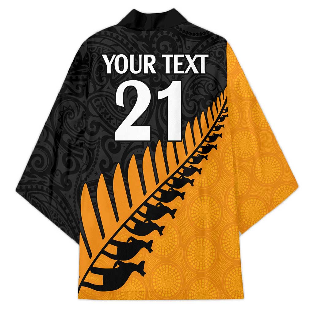 Australia New Zealand Rugby Kimono Gold Aboriginal Wallabies and Maori Black Fern - Polynesian Pride