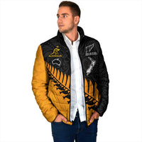 Australia New Zealand Rugby Padded Jacket Gold Aboriginal Wallabies and Maori Black Fern - Polynesian Pride