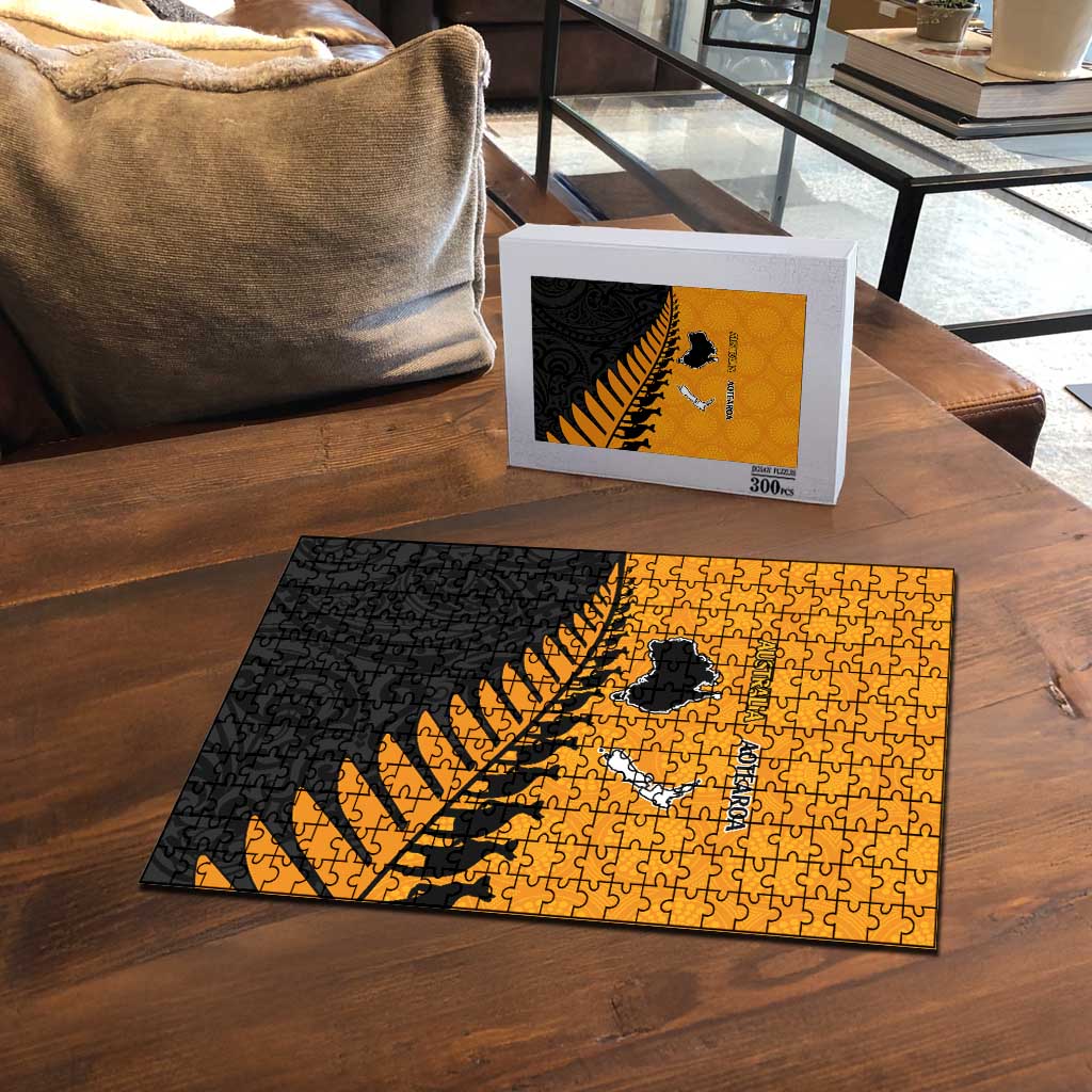 Australia New Zealand Rugby Puzzle Gold Aboriginal Wallabies and Maori Black Fern - Polynesian Pride