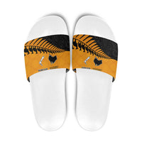 Australia New Zealand Rugby Slide Sandals Gold Aboriginal Wallabies and Maori Black Fern LT9 Gold - Polynesian Pride