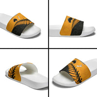 Australia New Zealand Rugby Slide Sandals Gold Aboriginal Wallabies and Maori Black Fern LT9 - Polynesian Pride