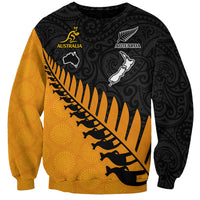 Custom Australia Wallabies and Aotearoa Rugby Sweatshirt Kangaroo Black Fern Maori Gold Vibe LT9 Unisex Gold - Polynesian Pride