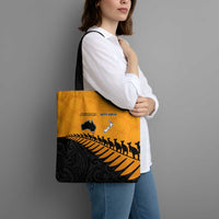 Australia New Zealand Rugby Tote Bag Gold Aboriginal Wallabies and Maori Black Fern - Polynesian Pride