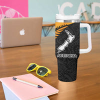 Australia New Zealand Rugby Tumbler With Handle Gold Aboriginal Wallabies and Maori Black Fern - Polynesian Pride