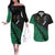 Australia Wallabies and Aotearoa Rugby Couples Matching Off The Shoulder Long Sleeve Dress and Hawaiian Shirt Kangaroo Black Fern Maori Green Vibe LT9 Green - Polynesian Pride