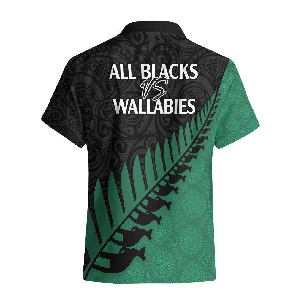 Australia Wallabies and Aotearoa Rugby Hawaiian Shirt Kangaroo Black Fern Maori Green Vibe LT9 - Polynesian Pride