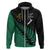 Australia Wallabies and Aotearoa Rugby Hoodie Kangaroo Black Fern Maori Green Vibe LT9 Zip Hoodie Green - Polynesian Pride