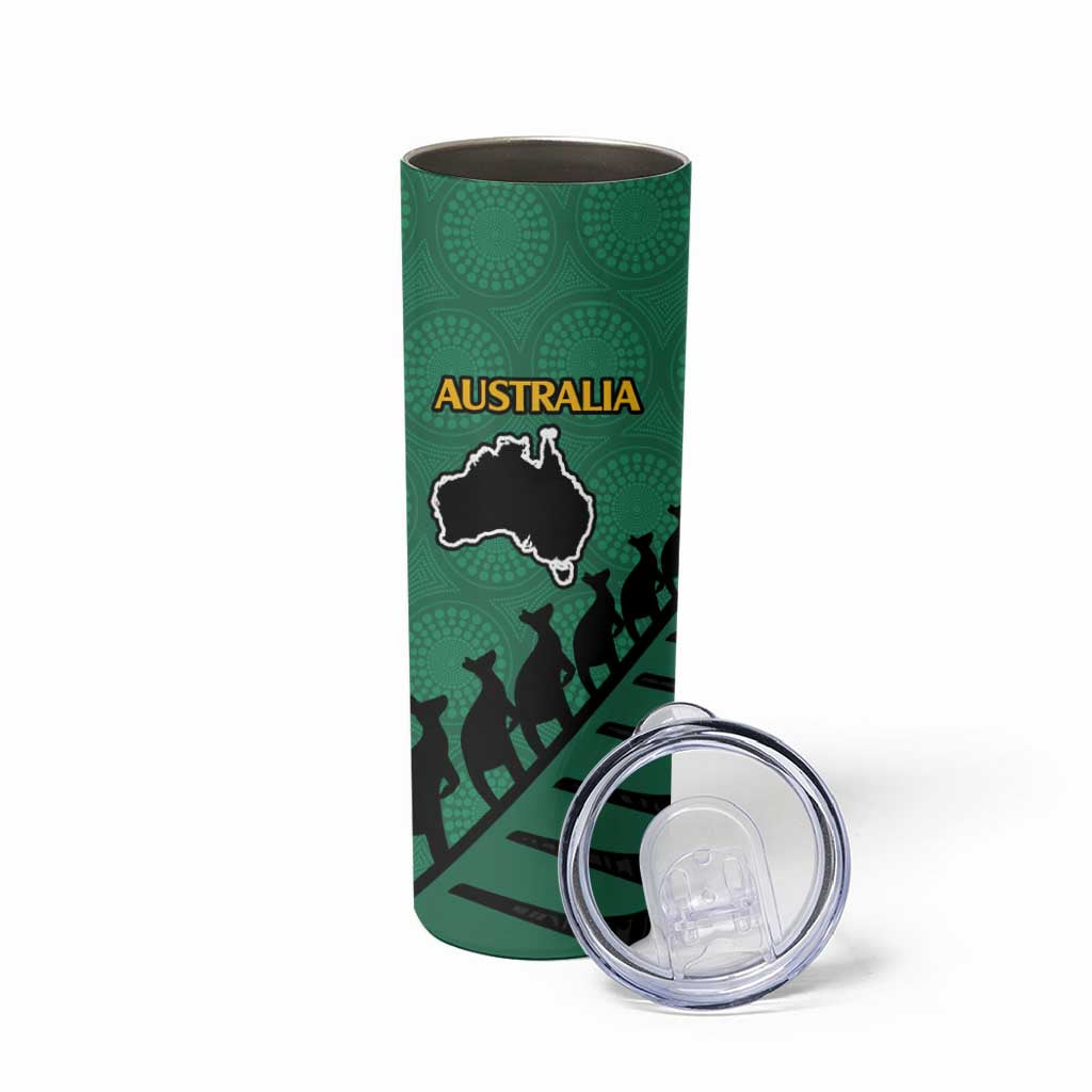 Australia New Zealand Rugby Skinny Tumbler Aboriginal Wallabies and Maori Black Fern Green Vibe