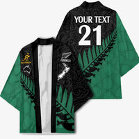 Australia New Zealand Rugby Kimono Green Aboriginal Wallabies and Maori Black Fern - Polynesian Pride