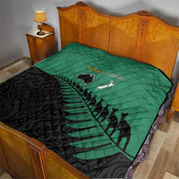 Australia New Zealand Rugby Quilt Green Aboriginal Wallabies and Maori Black Fern - Polynesian Pride