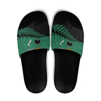 Australia New Zealand Rugby Slide Sandals Green Aboriginal Wallabies and Maori Black Fern LT9 Green - Polynesian Pride